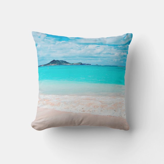 Almofada Hawaii Tropical Turquoise Ocean Sandy Beach Foto (Frente)