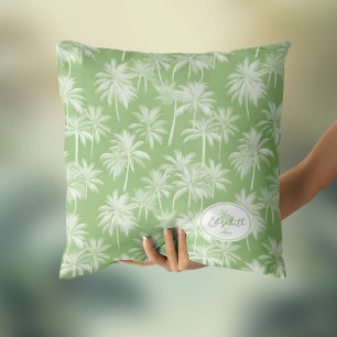 Almofada Hawaiian Palm Tree Silhouette Green ID1093