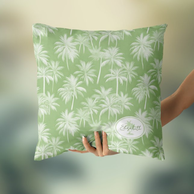 Almofada Hawaiian Palm Tree Silhouette Green ID1093 (Criador carregado)