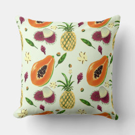 Almofada Hawaiian Tropical Fruit Pattern Throw Pillow Cream