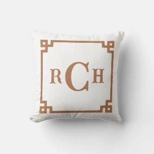 Almofada Hazelnut Tan Chinoiserie Grécia Key Monograma
