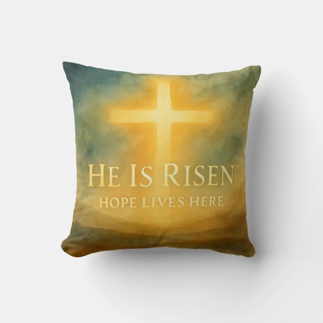 Almofada He Is Risen Hope Lives Here Easter 2026 (Frente)