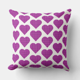 Almofada Heart Plaid Pink Purple Black