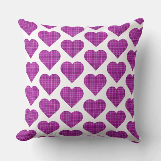 Almofada Heart Plaid Pink Purple Black (Frente)