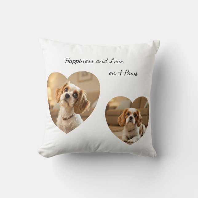 Almofada Heart-Shaped Dog Design – “Happiness on Four Paws” (Frente)