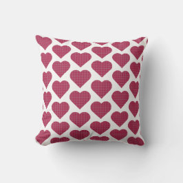 Almofada Heart Shaped Plaid Red Pink 