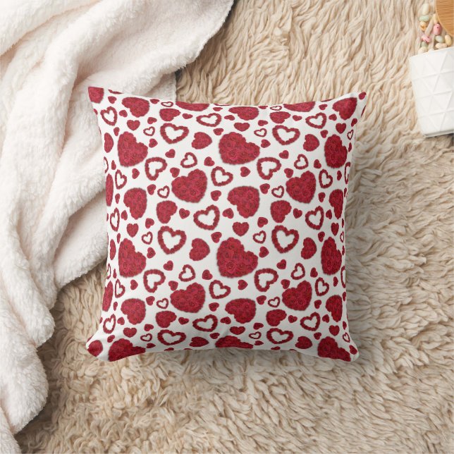 Almofada Hearts Red Roses Pattern Minimalist Valentine's (Cobertor)