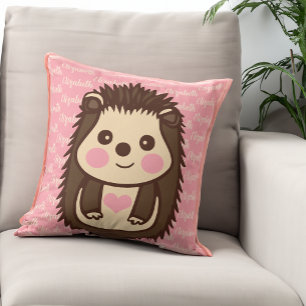 Almofada Hedgehog amável com nome de garotinha