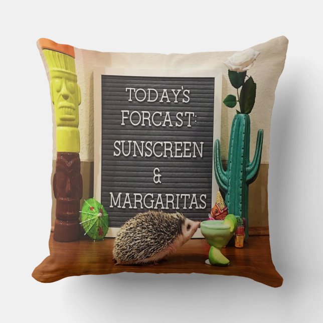 Almofada Hedgehog Sunscreen e Margaritas (Frente)