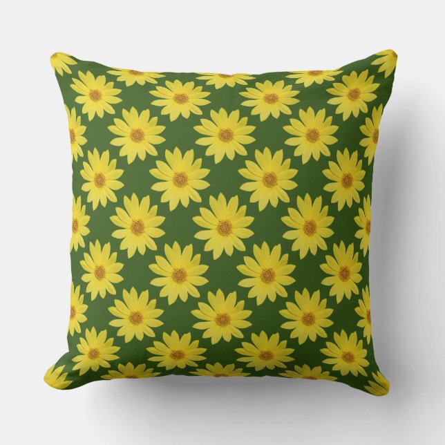 Almofada Helianthus 'Lemon Queen' - Floresta Verde (Frente)