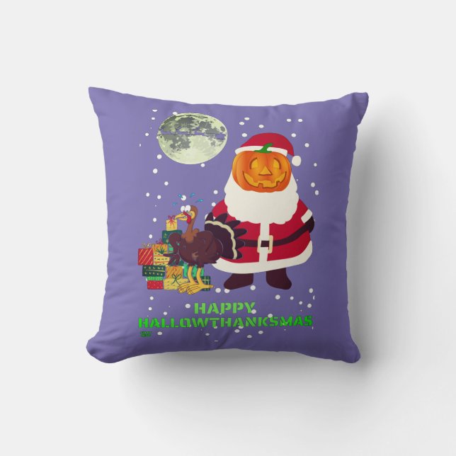 Almofada "HELITE HALLOWTHANKSMAS" presente de festa diverti (Frente)