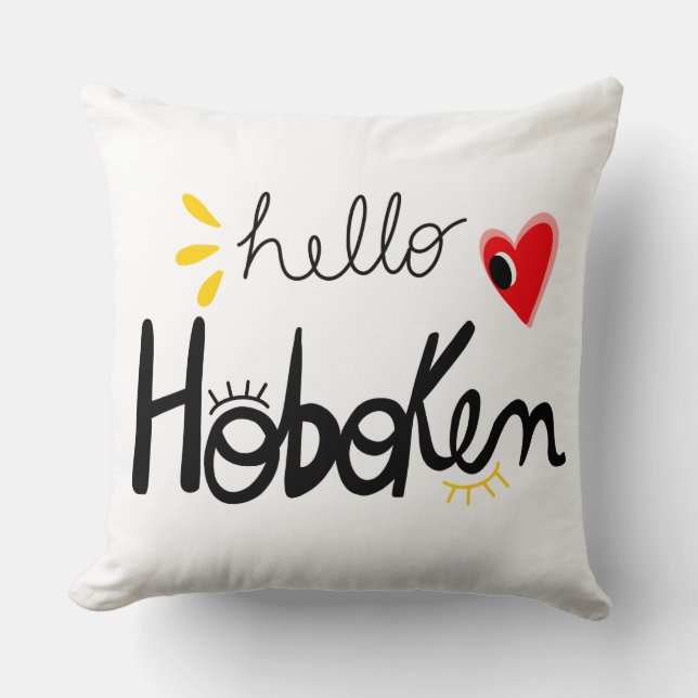 Almofada Hello Hoboken New Jersey Fun Throw Pillow (Frente)