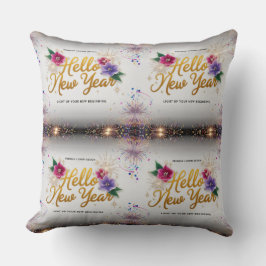 Almofada Hello New Year Floral Luxury 20x20 Throw Pillow