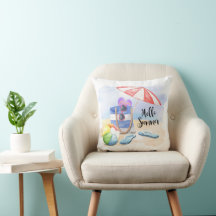 Hello Summer Beach Travesseiro decorativo