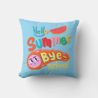 Almofada Hello Summer Bye School Throw Pillow