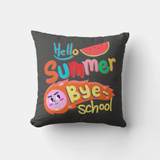 Almofada Hello Summer Bye School Throw Pillow