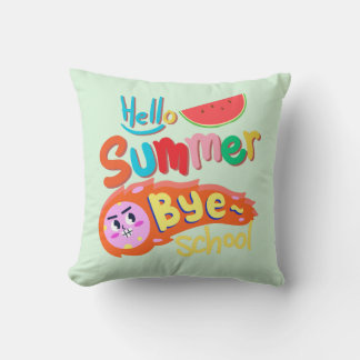 Almofada Hello Summer Bye School Throw Pillow