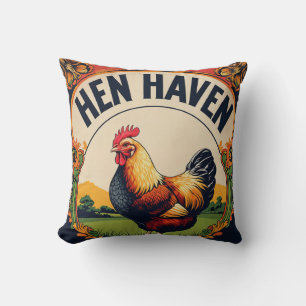 Almofada Hen e Rooster Feed Sack Art