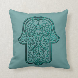 Almofada Henna Hand of Hamsa (Teal)