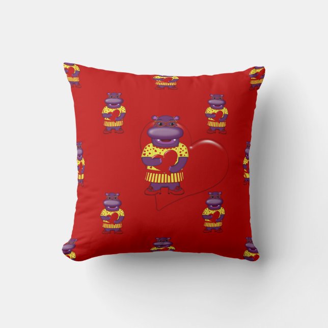 Almofada Henrietta Hippo Travesseiro decorativo-Red (Frente)