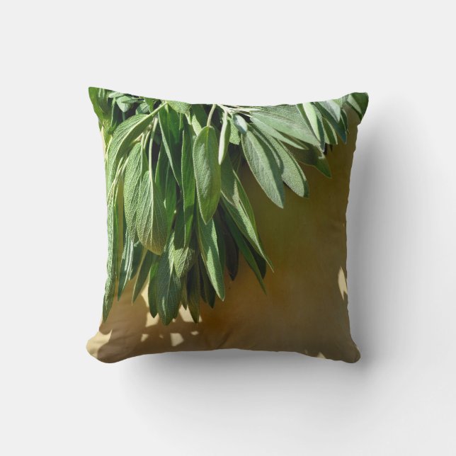 Almofada Herbos botânicos Elegante boho verde (Frente)