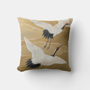 Almofada Herões pegam o voo: Dourada Chinoiserie com Lua