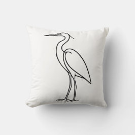 Almofada Heron Line Art – Minimalist Bird Illustration 