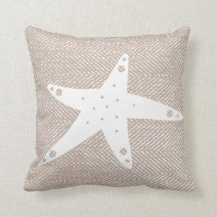 Almofada Herringbone litoral do Taupe & estrela do mar