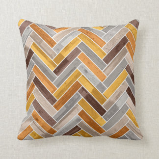 Almofada Herringbone Pattern in Orange Brown Grey