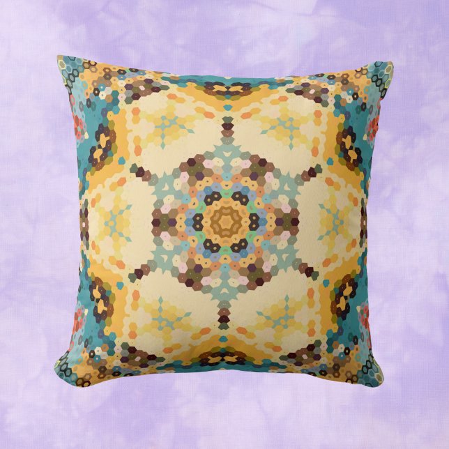 Almofada Hex Mandala Yellow e Blue (Criador carregado)