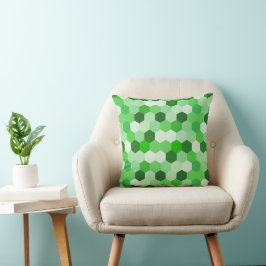 Almofada Hexágono Geométrico Branco Verde