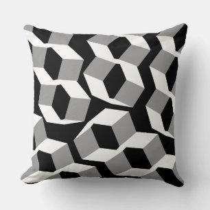 Almofada Hexágonos laranja com partes incolores a preto