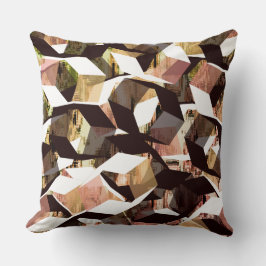 Almofada Hexágonos preto e branco a castanho em pixelização