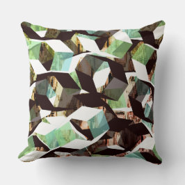 Almofada Hexágonos preto e branco a verde em pixelização