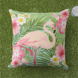 Almofada Hibisco Flamingo Tropical Palma Aqua