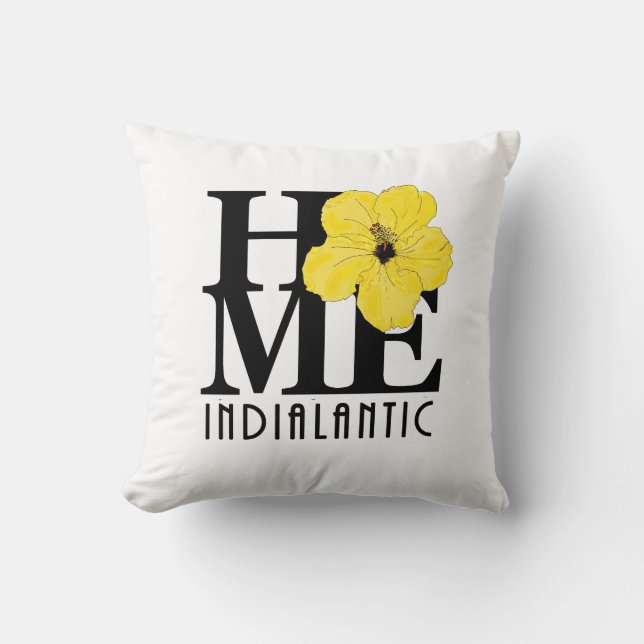 Almofada Hibiscus Amarelo da Flórida Indíalânica em CASA (Frente)