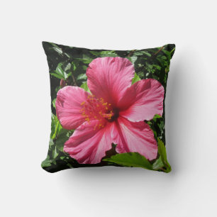 Almofada Hibiscus cor-de-rosa escuro