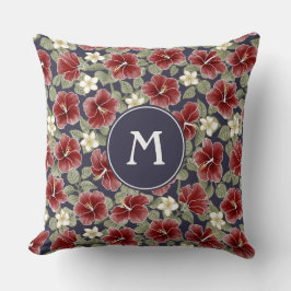 Almofada Hibiscus e Plumeria - Maroon