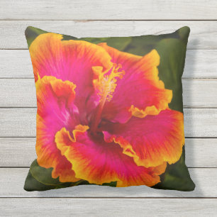 Almofada Hibiscus fúcsia havaiano de Kauai exterior