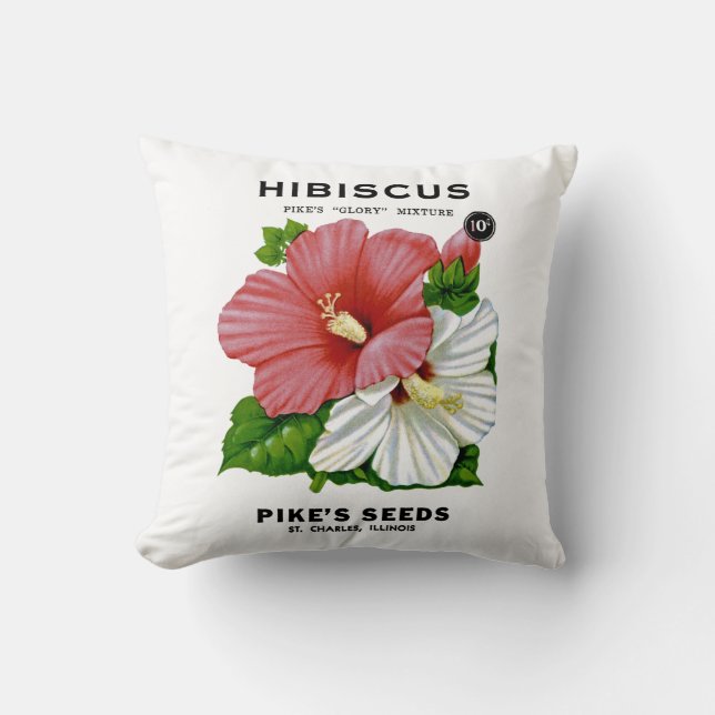 Almofada Hibiscus Vintage Seed Packet (Frente)