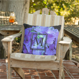 Almofada Hidríngia púrpura e lacrimal, flores azuis roxas