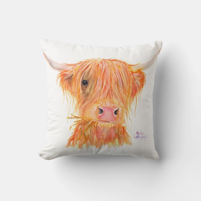 Almofada Highland Cow 'Fergus' Cushion, por Shirley MacArth (Frente)