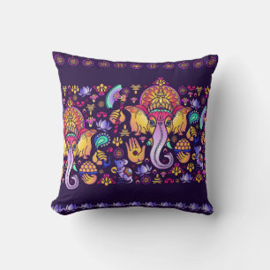 Almofada Hindu Deus Ganesha e símbolos indianos em forma d