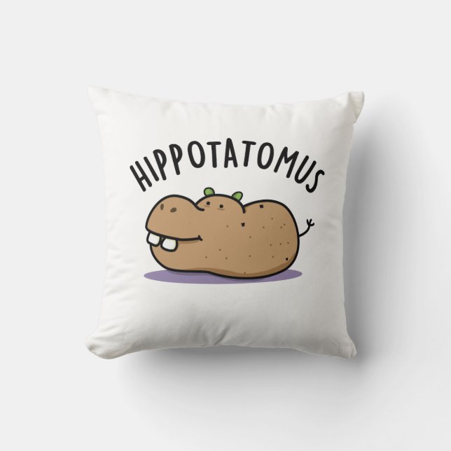 Almofada Hip-batateira-mus Funny Hippo Pun (Frente)