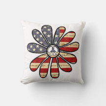 Hippie Flower Power Sign American Flag