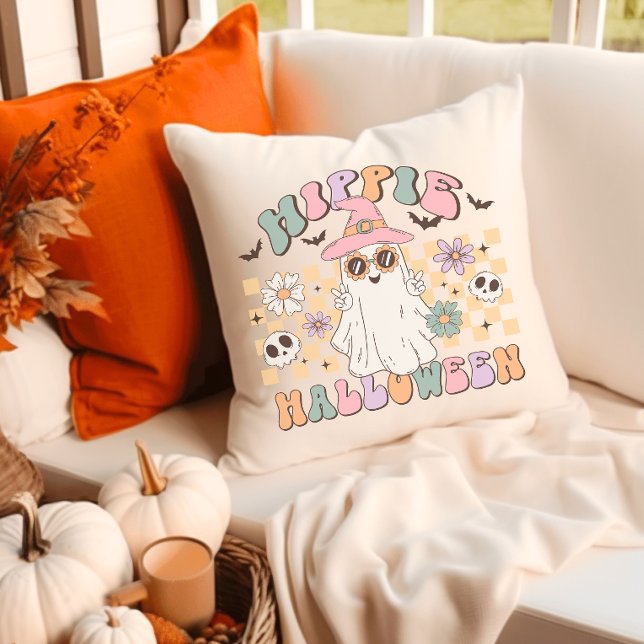 Almofada Hippie Halloween Groovy Retro (Criador carregado)