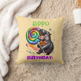 Almofada Hippo Birthday Cheerful, Colorida Nadadora |