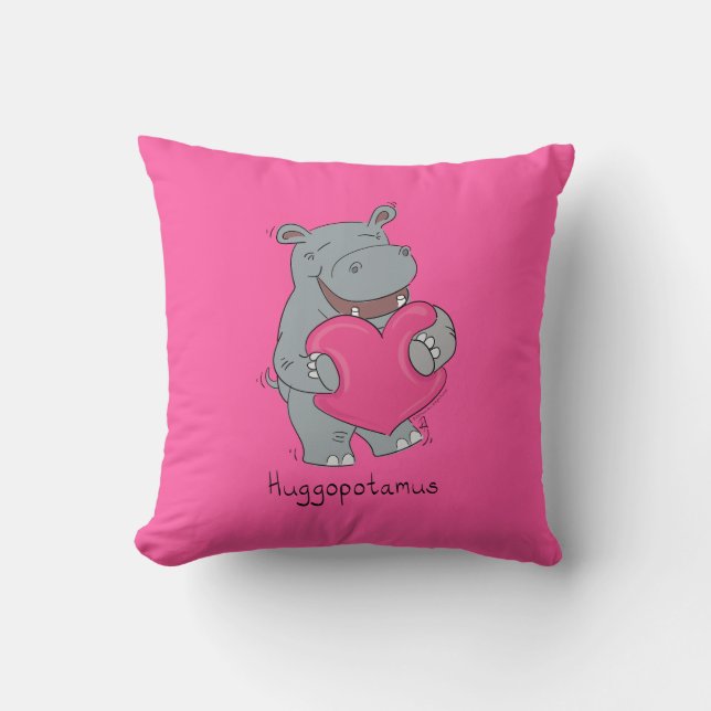 Almofada Hippo Hugs Cute Kids Hippopotamus (Frente)