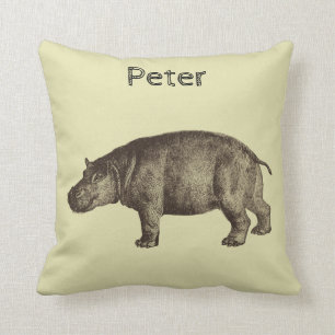 Almofada Hippopotamus personalizado no creme