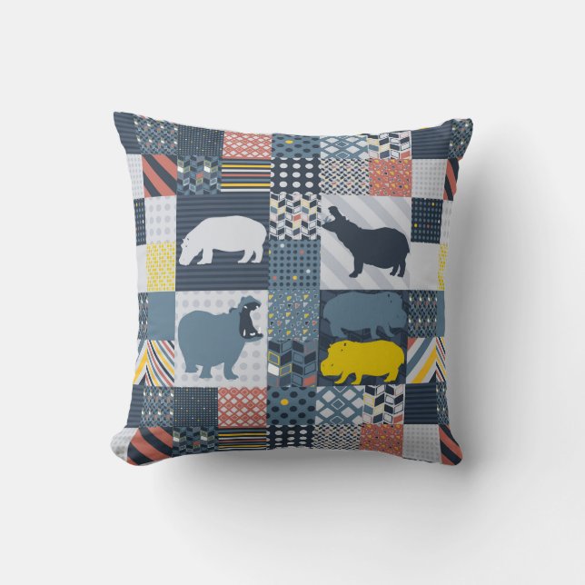 Almofada Hippos Faux-Quilted (Frente)